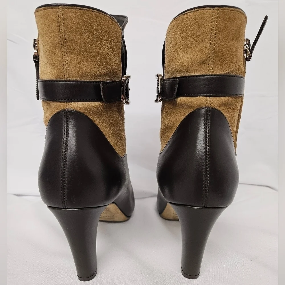 Bally Chanya Suede And Leather Heel Boots In Tan And Brown US Sz 6 EU Sz 36.5 - Picture 12 of 15